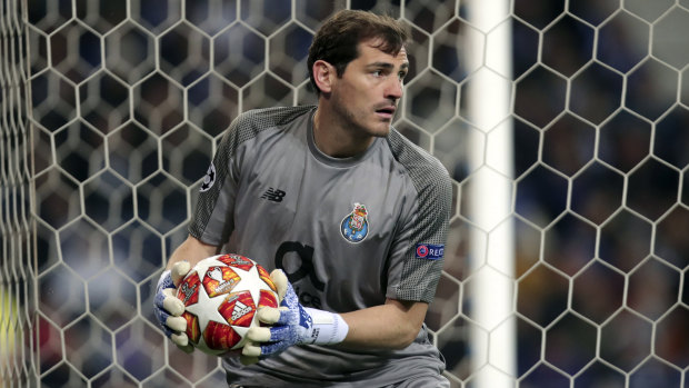 Recovering: File photo of goalkeeping great Iker Casillas, who suffered a heart attack while training with Porto.