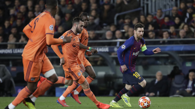 Lionel Messi (right) was in sparkling form in Barcelona's big Champions League win.