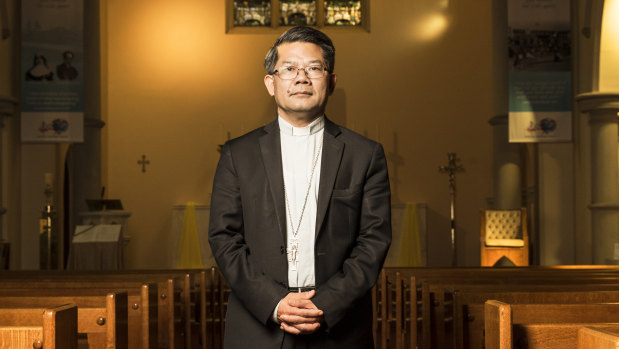 Vincent Long Van Nguyen, pictured at Mary McKillop Chapel in North Sydney, has been the Bishop of Parramatta since 2018.