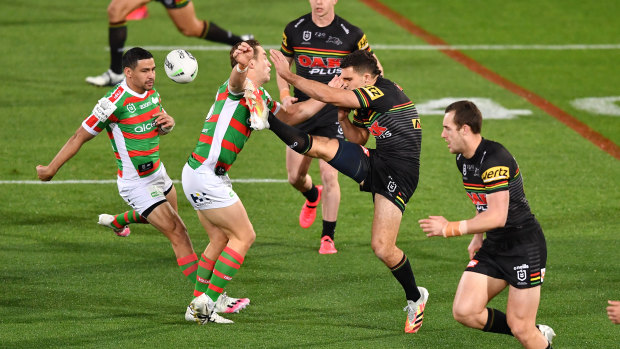 Cameron Murray moments before a high shot on Nathan Cleary during a match last year.