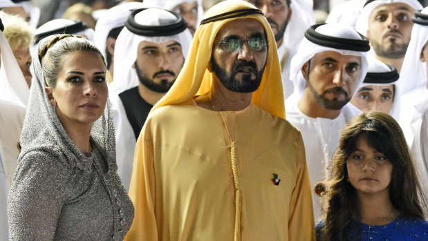 Princess Haya with her husband Sheikh Mohammed Bin Rashid al Maktoum and their daughter in 2016.