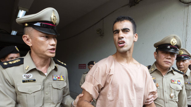 Hakeem al-Araibi leaving court in Bangkok, Thailand. 