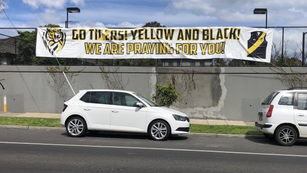 Proud Tigers: A sign displayed outside the Werdiger residence in Caulfield North.