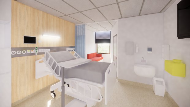 An artist's impression of a room in the 14A oncology ward at Canberra Hospital.