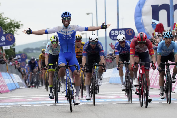 Australia’s Michael Matthews takes the third stage of the Giro d’Italia on Monday.