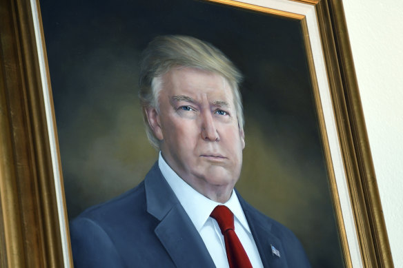 The portrait of President Donald Trump hanging in the Colorado capitol.