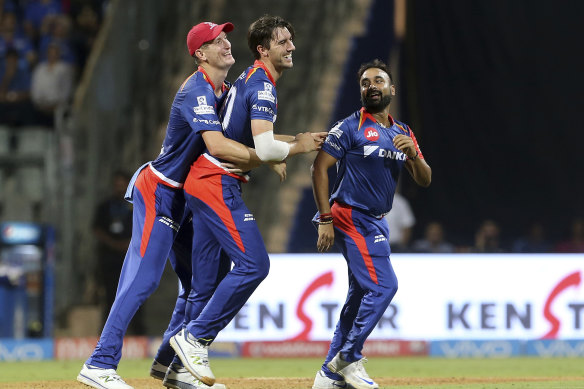 Australian quick Pat Cummins with the Delhi Daredevils in 2017. 
