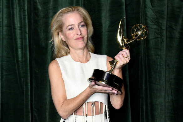 Gillian Anderson won best supporting actress in a drama series at the Emmy Awards for her portrayal of Margaret Thatcher in The Crown.