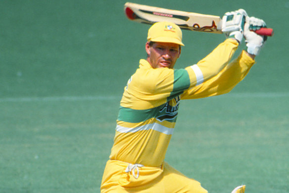 Dean Jones in action for Australia in a one-day international.