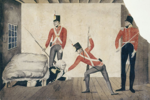 The arrest of Governor Bligh. (Artist unknown.)