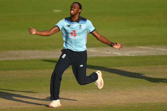 Jofra Archer's hold over Australian opener David Warner continued when he was dismissed for six.