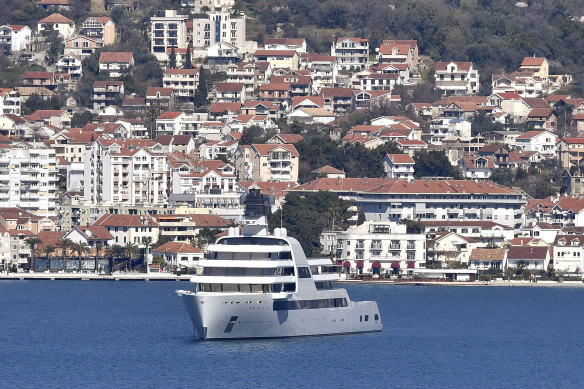 Roman Abramovich’s superyacht Solaris anchored in Montenegro.