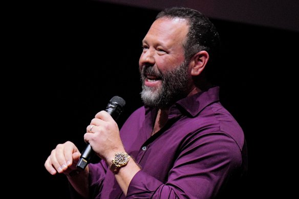 Bert Kreischer speaks onstage during Netflix’s “Free Bert” screening.