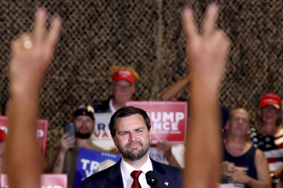 Republican vice-presidential nominee J.D. Vance, at the rally at the Pima County Fair Grounds in Tucson, Arizona.