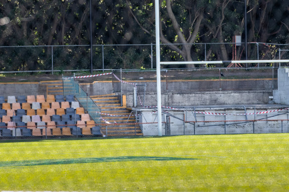 Leichhardt Oval on Sunday after the railing collapse.