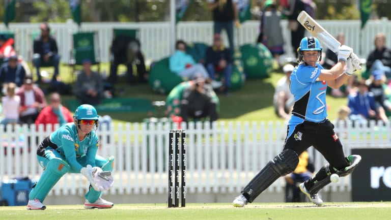 Striking form: Adelaide's Sophie Devine in action against Brisbane Heat at the Junction Oval.