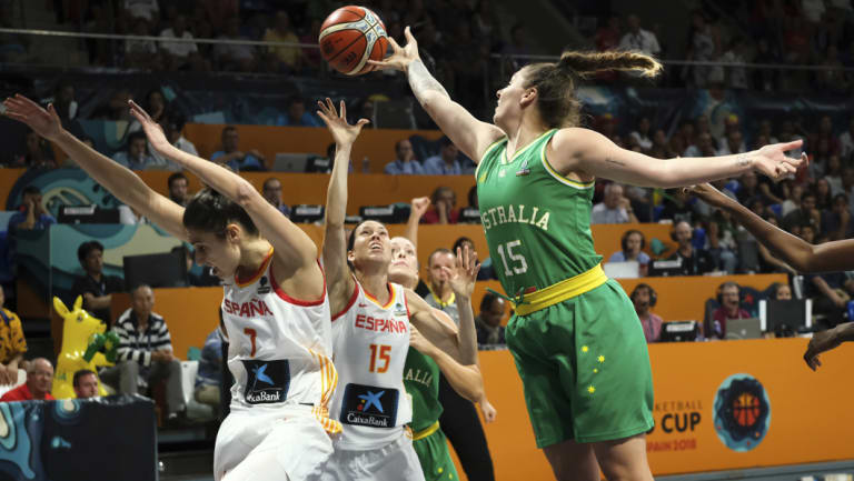 Cayla George in action for the Opals at the recent World Cup.