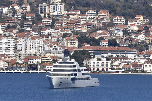 Roman Abramovich’s superyacht Solaris anchored in Montenegro.