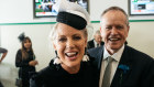 Labor MP Bill Shorten with wife Chloe Shorten at Flemington - in his electorate of Maribyrnong - on Derby Day.