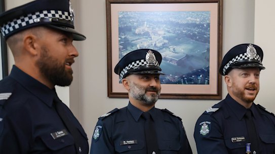 From left: Senior constables Jared Eames and Michael Gaetano and Sergeant Brad Dettman.