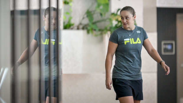 Ashleigh Barty ahead of her press conference on Thursday, when she spoke about her retirement.