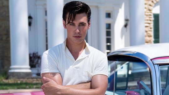 Austin Butler stars in Baz Luhrmann’s Elvis.