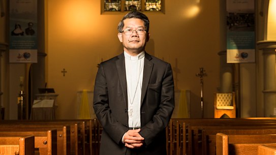 Vincent Long Van Nguyen, pictured at Mary McKillop Chapel in North Sydney, has been the Bishop of Parramatta since 2018.