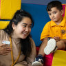 Wellbeing nurse, Jenille Mina at Merrylands Public School with students in the WHIN program. 