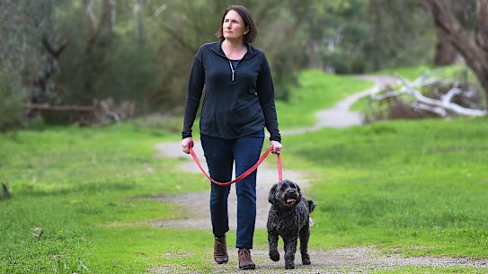 Manningham Council mayor Paula Piccinini at Bulleen Park, which is set to be sliced up shared with Boroondara, when construction of the North East Link gets underway.