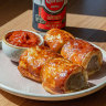 The Prince Hotel’s sausage rolls with homemade tomato sauce.