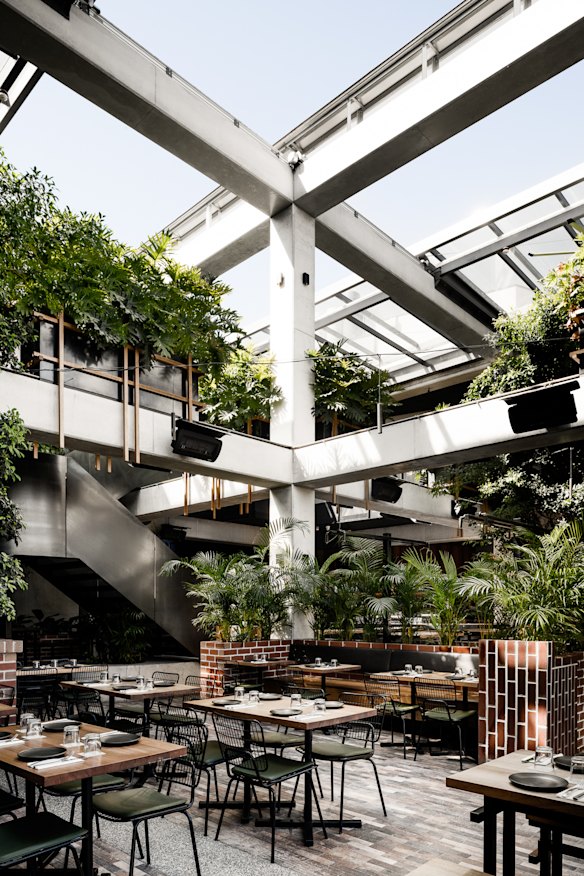 Sit outside among lush greenery.