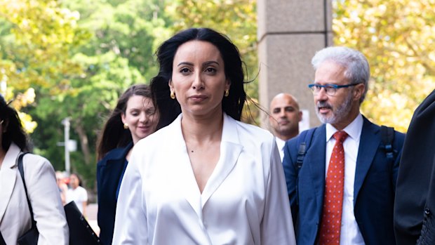 Former ABC radio presenter Antoinette Lattouf outside the Federal Court in February.