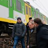 Donald Tusk visits the scene where a passenger train was forced to come to an emergency stop.