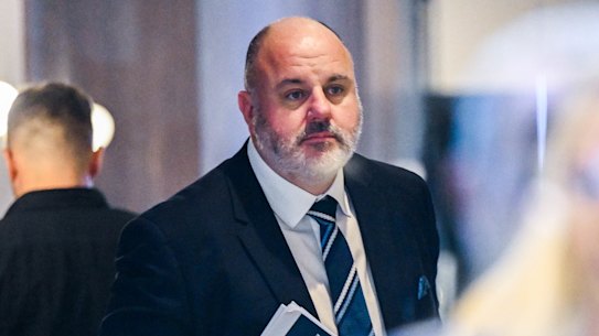 Craig Hutchison arrives at Sports Entertainment’s annual general meeting.