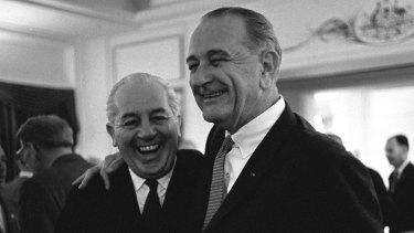 Harold Holt and Lyndon Johnson, 1966.