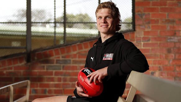 Ben Hobbs at the AFL Draft training day at Trevor Barker Oval.