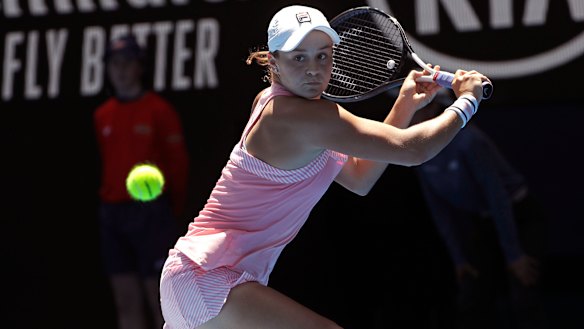 Resilient: Barty battled hard to overcome Sharapova, and utilised her slice to great effect.