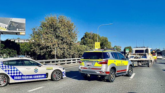 The crash scene on the M1 at Nerang.
