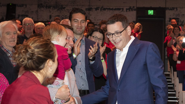 Premier Daniel Andrews meets and greets at the Labor Party election campaign launch.