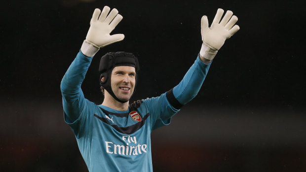 Waving goodbye: Arsenal goalkeeper Petr Cech will hang up his gloves at the end of the season.