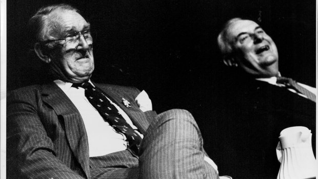 Former prime ministers Malcolm Fraser and Gough Whitlam.