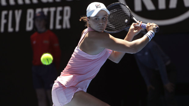 Resilient: Barty battled hard to overcome Sharapova, and utilised her slice to great effect.