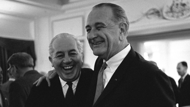 Harold Holt and Lyndon Johnson, 1966.