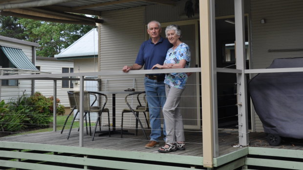 Robin and Elizabeth Turnbull bought their cabin at Tomaga River Holiday Park seven years ago.