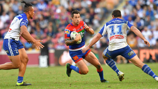 Masterclass: Mitchell Pearce was in superb form to lead the Knights to victory over the Bulldogs.