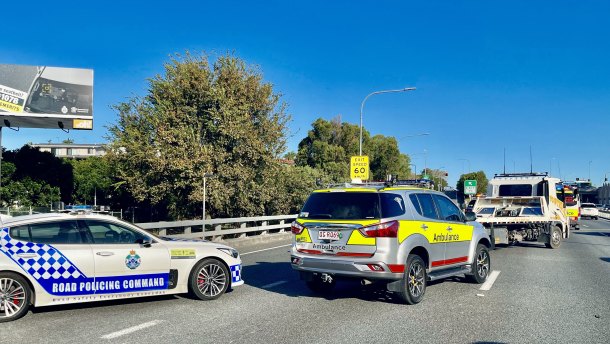 The crash scene on the M1 at Nerang.