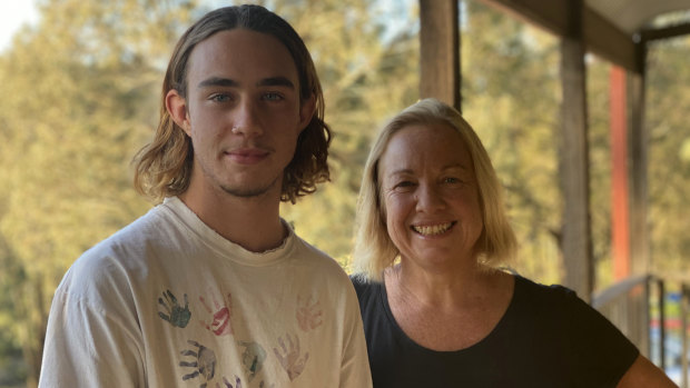 Year 12 student Archie Lasker with his mother Keeli Cambourne in Nowra.