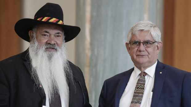 Labor senator Pat Dodson with Minister for Indigenous Australians Ken Wyatt.