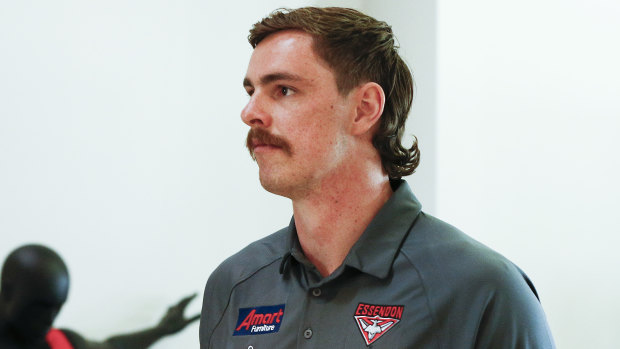 Joe Daniher at a media op ahead of the 2020 season, which he'll start at Essendon following a failed trade request. 
