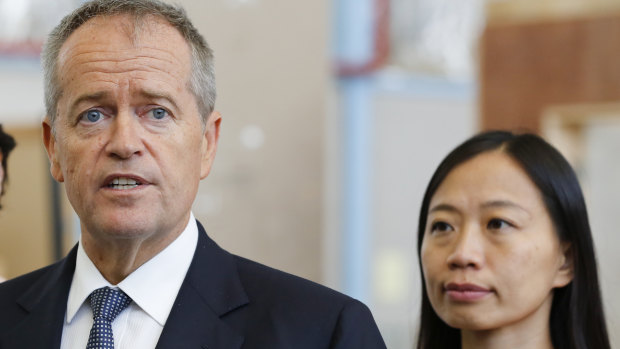 Opposition Leader Bill Shorten and Labor candidate for Chisholm Jennifer Yang on Wednesday. 